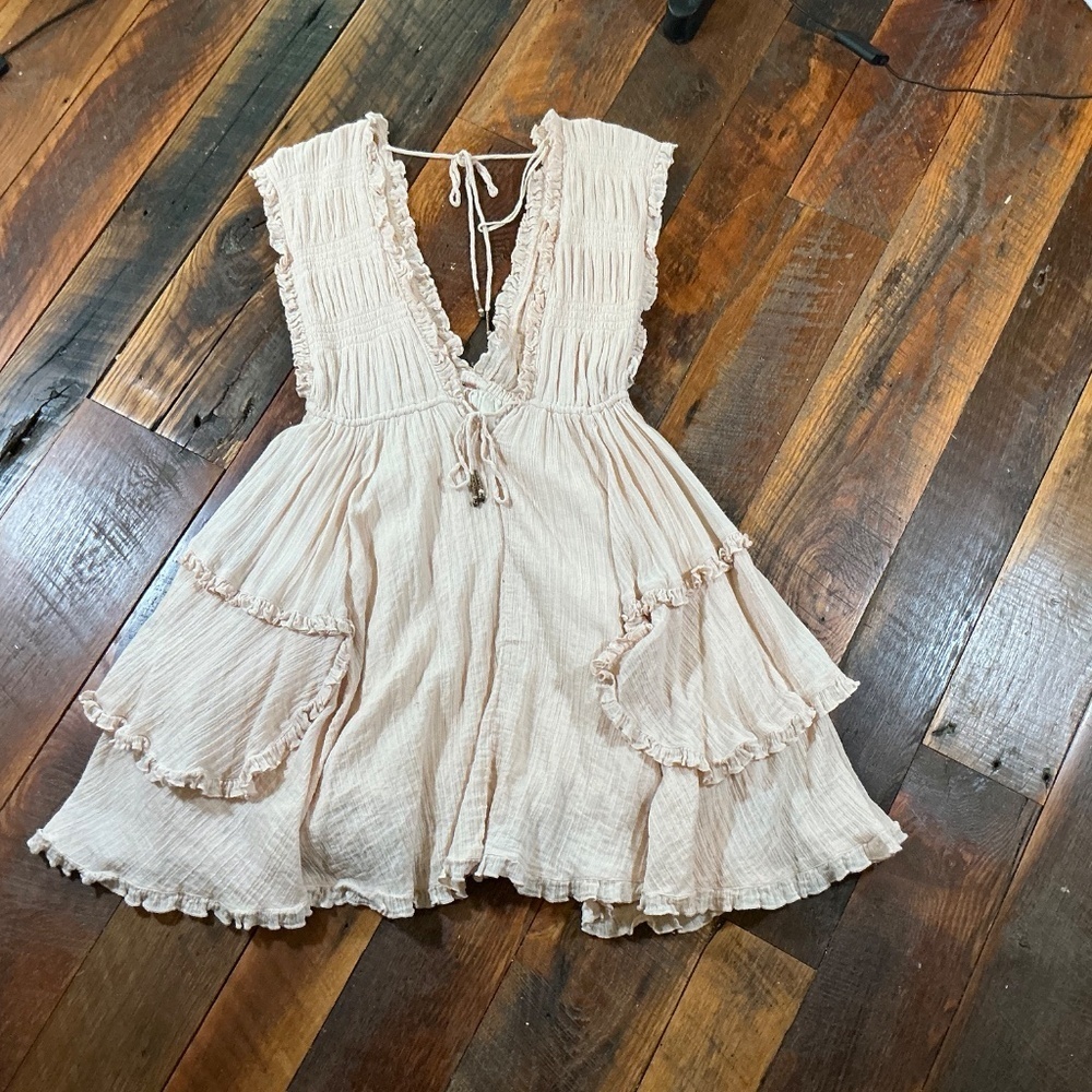 Free People Antoinette Mini Dress Pebble Ruffle Boho Size Small - Picture 4 of 11